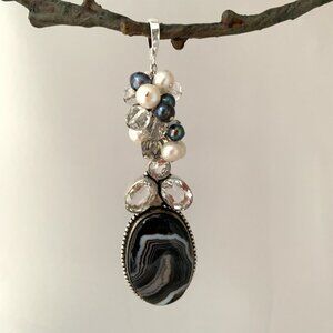 Pearl & Gemstone Dangle Pendant